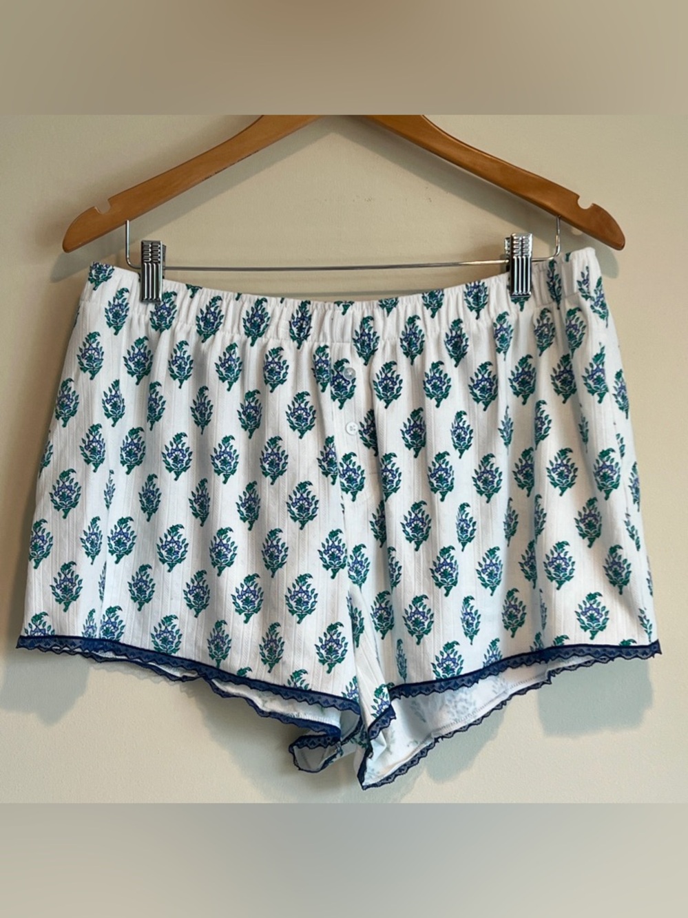 Roller Rabbit x Target Women's Pajama Shorts ONLY Floral Lace Trim Sz L Coquette
